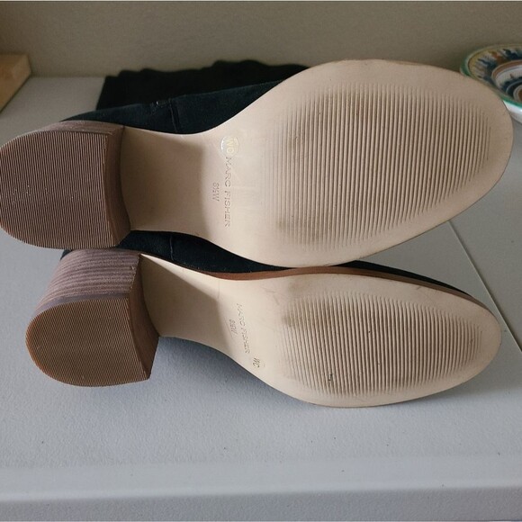 marc fisher women's black wide-calf faux suede over the knee boots size 8.5 - Picture 3 of 5